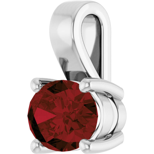 14K Gold Oval Natural Mozambique Garnet Solitaire Pendant - White Gold - view 2