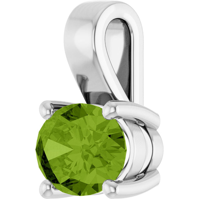 14K Gold Oval Natural Peridot Solitaire Pendant – 8x6mm - White Gold - view 2