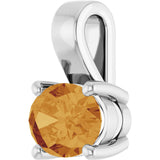 14K Gold Oval Natural Citrine Solitaire Pendant – 8x6mm - White Gold - view 2