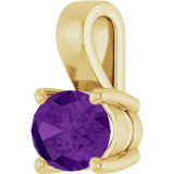 14K Gold Oval Natural Amethyst Solitaire Pendant – 8x6mm - Yellow Gold - view 2