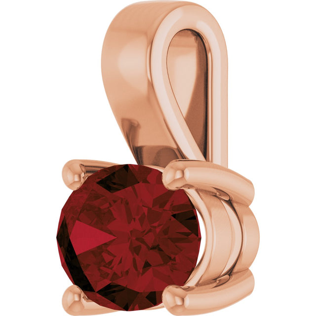 14K Gold Oval Natural Mozambique Garnet Solitaire Pendant - Rose Gold - view 2