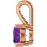 14K Gold Oval Natural Amethyst Solitaire Pendant – 8x6mm - Rose Gold - view 3