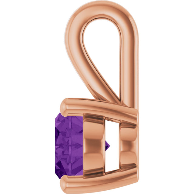 14K Gold Oval Natural Amethyst Solitaire Pendant – 8x6mm - Rose Gold - view 3