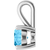Platinum Oval Natural Swiss Blue Topaz Solitaire Pendant - view 3