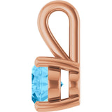 14K Gold Oval Natural Swiss Blue Topaz Solitaire Pendant – 8x6mm - Rose Gold - view 3