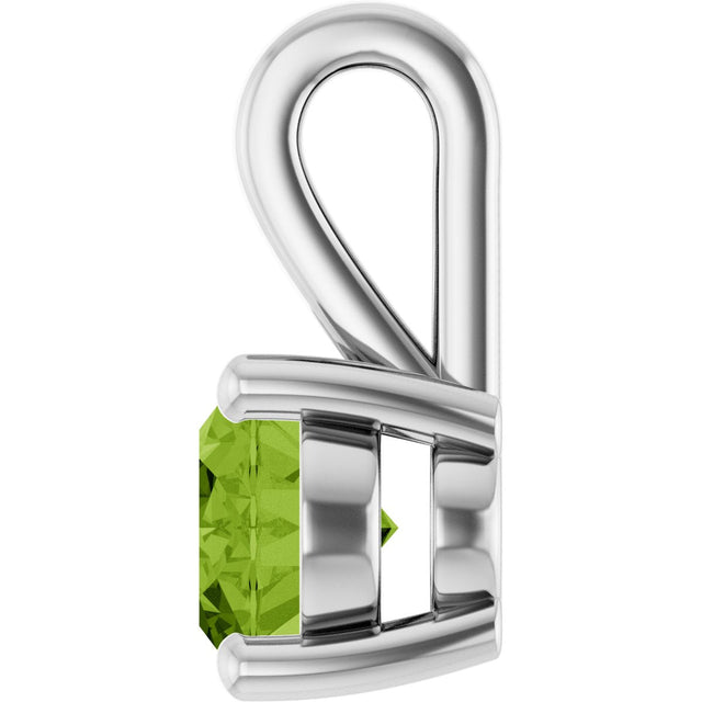 14K Gold Oval Natural Peridot Solitaire Pendant – 8x6mm - White Gold - view 3