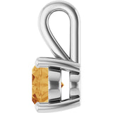 Platinum Oval Natural Citrine Solitaire Pendant - view 3