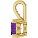 14K Gold Oval Natural Amethyst Solitaire Pendant – 8x6mm - Yellow Gold - view 3