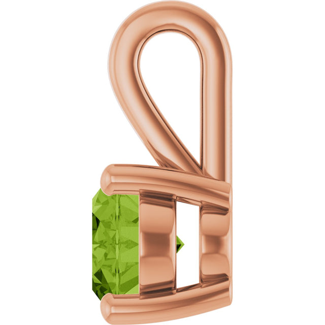 14K Gold Oval Natural Peridot Solitaire Pendant – 8x6mm - Rose Gold - view 3
