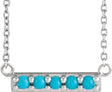 Platinum Round Natural Turquoise Accented Bar Necklace