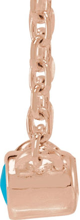 14K Gold Round Natural Turquoise Rose-Cut Bezel-Set Necklace - Rose Gold - view 4