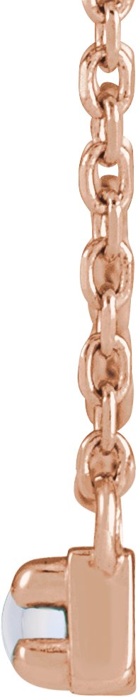 14K Gold Round Natural Rainbow Moonstone Accented Bar Necklace - Rose Gold - view 2