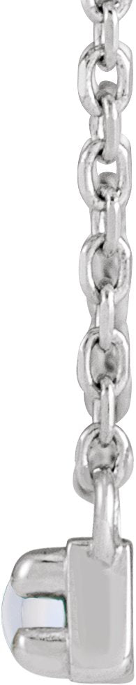 Platinum Round Natural Rainbow Moonstone Accented Bar Necklace - view 2