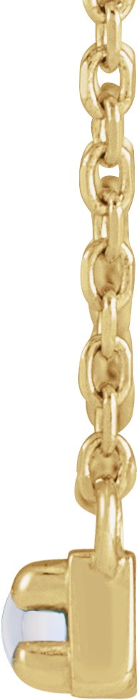 14K Gold Round Natural Rainbow Moonstone Accented Bar Necklace - Yellow Gold - view 2