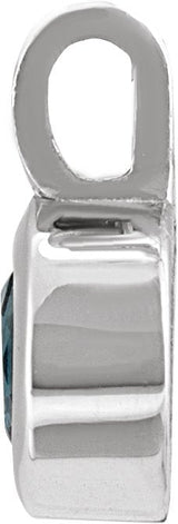 14K Gold Round Natural London Blue Topaz Solitaire Necklace or Pendant III - White Gold - view 2
