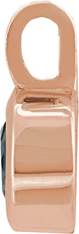 14K Gold Round Natural London Blue Topaz Solitaire Necklace or Pendant III - Rose Gold - view 2