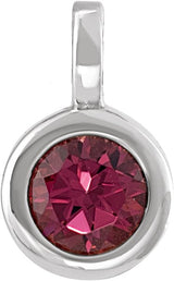14K Gold Round Natural Rhodolite Garnet Solitaire Necklace or Pendant II - White Gold