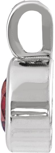 14K Gold Round Natural Rhodolite Garnet Solitaire Necklace or Pendant II - White Gold - view 2