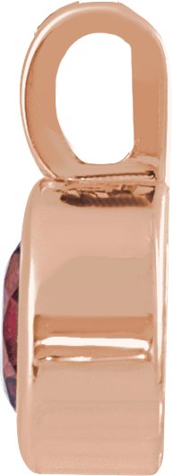 14K Gold Round Natural Rhodolite Garnet Solitaire Necklace or Pendant II - Rose Gold - view 2