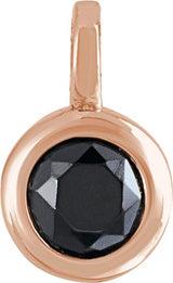 14K Gold Round Natural Black Onyx Solitaire Necklace or Pendant II - Rose Gold