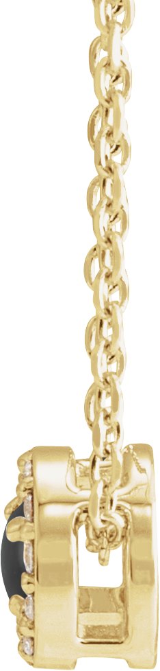 14K Gold Round Natural Black Onyx Halo-Style Rose-Cut Necklace or Pendant - Yellow Gold - view 4