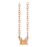 14K Gold Round Natural Citrine Birthstone Bar Necklace - Rose Gold - view 2