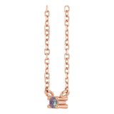 14K Gold Round Lab-Grown Alexandrite Birthstone Bar Necklace - Rose Gold - view 3