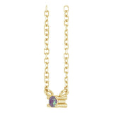 14K Gold Round Lab-Grown Alexandrite Birthstone Bar Necklace - Yellow Gold - view 3