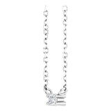 14K Gold Round Natural White Sapphire Birthstone Bar Necklace - White Gold - view 2