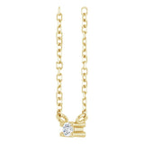 14K Gold Round Natural White Sapphire Birthstone Bar Necklace - Yellow Gold - view 2