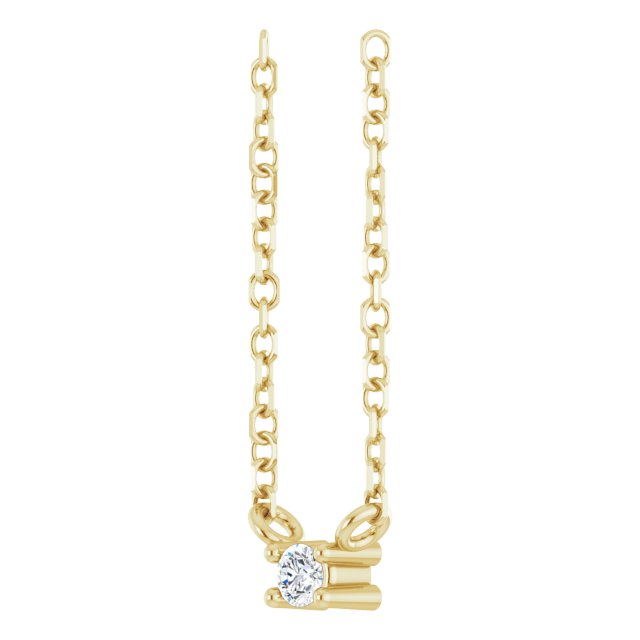 14K Gold Round Natural White Sapphire Birthstone Bar Necklace - Yellow Gold - view 2