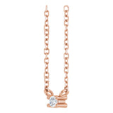 14K Gold Round Natural White Sapphire Birthstone Bar Necklace - Rose Gold - view 2