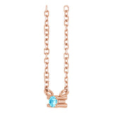 14K Gold Round Natural Aquamarine Birthstone Bar Necklace - Rose Gold - view 2