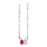 Platinum Round Natural Ruby Birthstone Bar Necklace - view 2