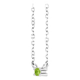 Platinum Round Natural Peridot Birthstone Bar Necklace - view 2