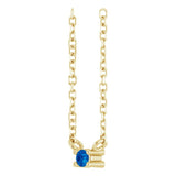 14K Gold Round Lab-Grown Blue Sapphire Birthstone Bar Necklace - Yellow Gold - view 2