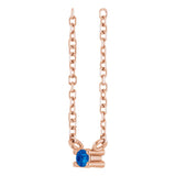 14K Gold Round Natural Blue Sapphire Birthstone Bar Necklace - Rose Gold - view 2