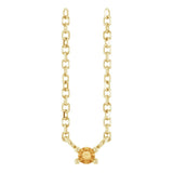 14K Gold Round Natural Citrine Birthstone Bar Necklace - Yellow Gold