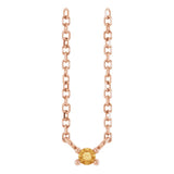14K Gold Round Natural Citrine Birthstone Bar Necklace - Rose Gold