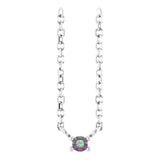 14K Gold Round Natural Alexandrite Birthstone Bar Necklace - White Gold