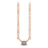 14K Gold Round Natural Alexandrite Birthstone Bar Necklace - Rose Gold