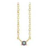 14K Gold Round Natural Alexandrite Birthstone Bar Necklace - Yellow Gold
