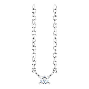 Platinum Round Natural White Sapphire Birthstone Bar Necklace