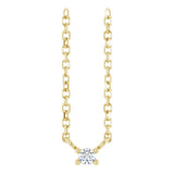14K Gold Round Natural White Sapphire Birthstone Bar Necklace - Yellow Gold