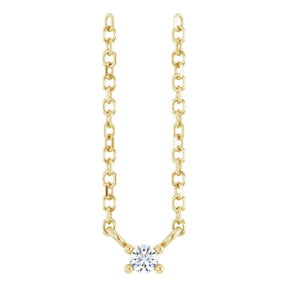 14K Gold Round Natural White Sapphire Birthstone Bar Necklace - Yellow Gold