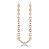 14K Gold Round Natural White Sapphire Birthstone Bar Necklace - Rose Gold