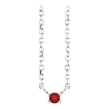 Platinum Round Natural Mozambique Garnet Birthstone Bar Necklace