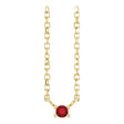 14K Gold Round Natural Mozambique Garnet Birthstone Bar Necklace - Yellow Gold