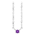 Platinum Round Natural Amethyst Birthstone Bar Necklace