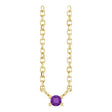 14K Gold Round Natural Amethyst Birthstone Bar Necklace - Yellow Gold